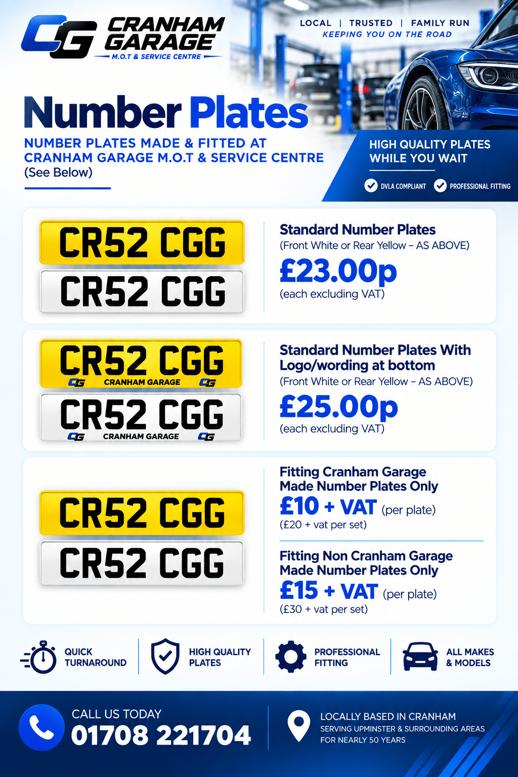 Cranham Garage Number Plates